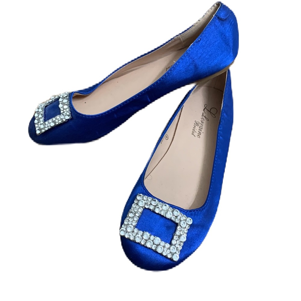 Royal Blue button bedazzled shoes